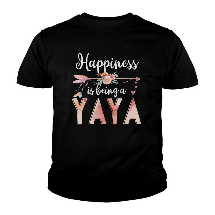 Happiness Is Being A Yaya Floral Mother's Day Grandma Youth T-shirt