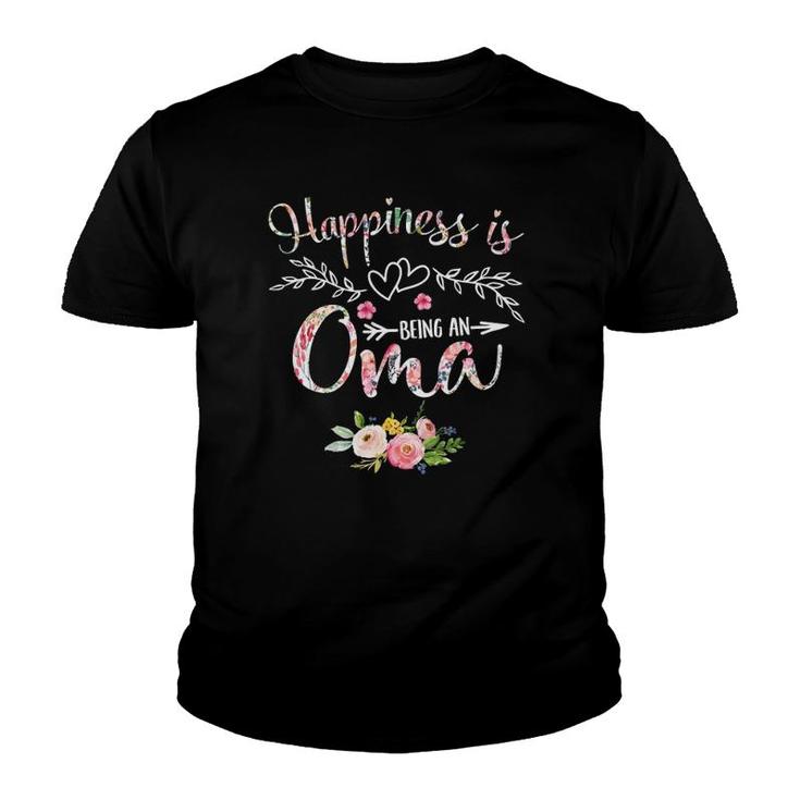 Happiness Is Being An Oma Ever Women Floral Decor Grandma Youth T-shirt