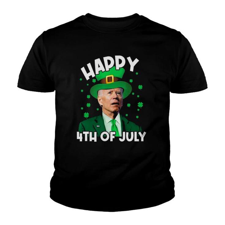 Happy 4Th Of July Biden Leprechaun Shamrock St Patrick's Day Youth T-shirt