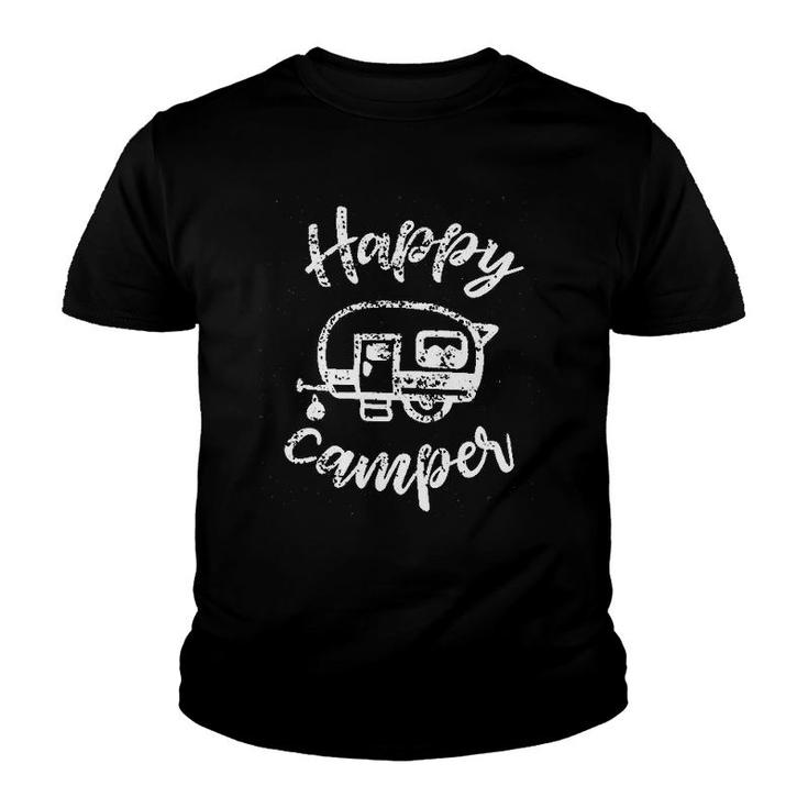 Happy Camper Vacation Funny Camping Youth T-shirt