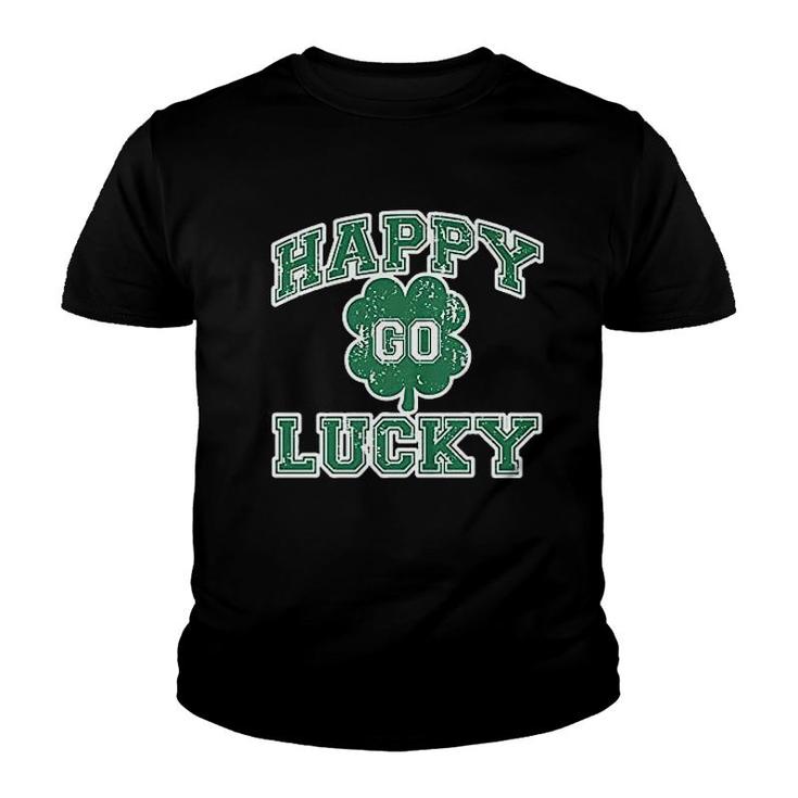 Happy Go Luck Clover St Patricks Day Youth T-shirt