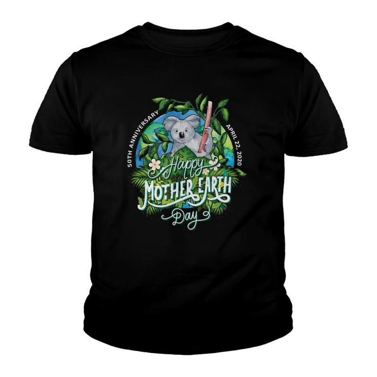 Happy Mother Earth Day Koala Bear 50Th Anniversary Youth T-shirt