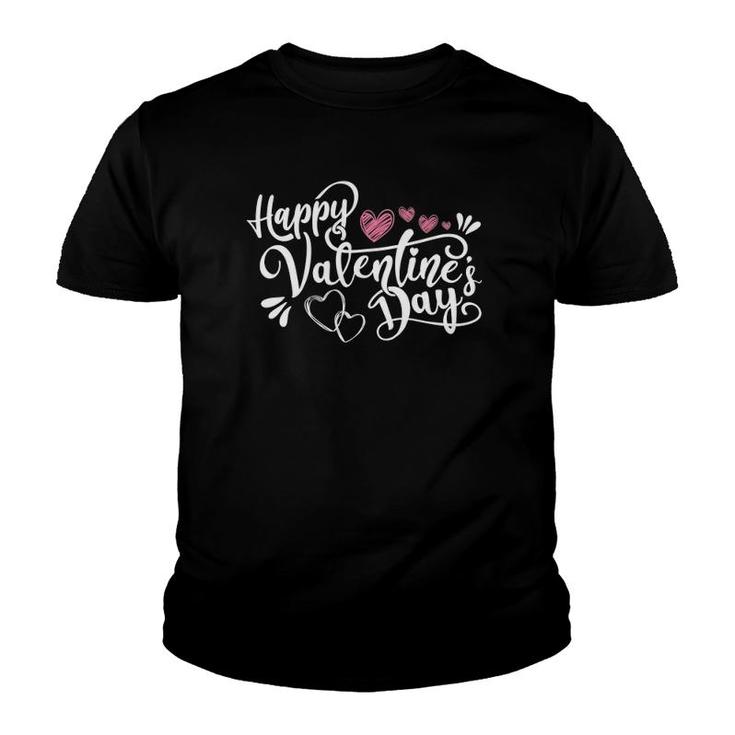 Happy Valentine's Day Lovely Handwritten Lettering Design Youth T-shirt