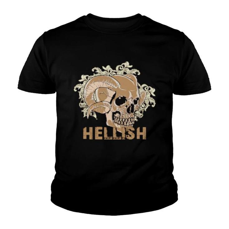 Hellish Brown Skull Head With Pattern Youth T-shirt