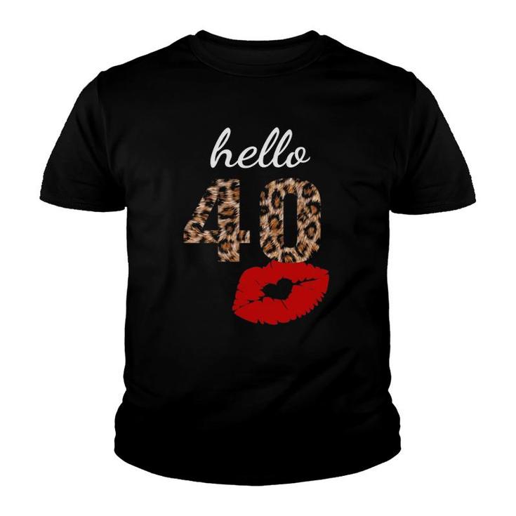Womens Hello 40 Red Lip Kisses Birthday Gift T-Shirt Womens Hello 40 Red Lip Kisses Birthday Gift T-Shirt