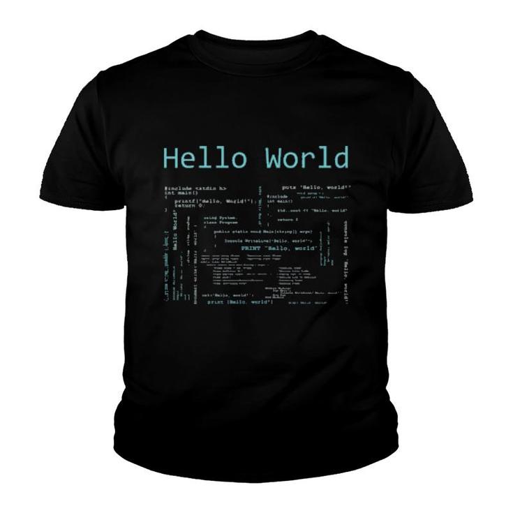 Hello World - Computer Programming Languages Youth T-shirt