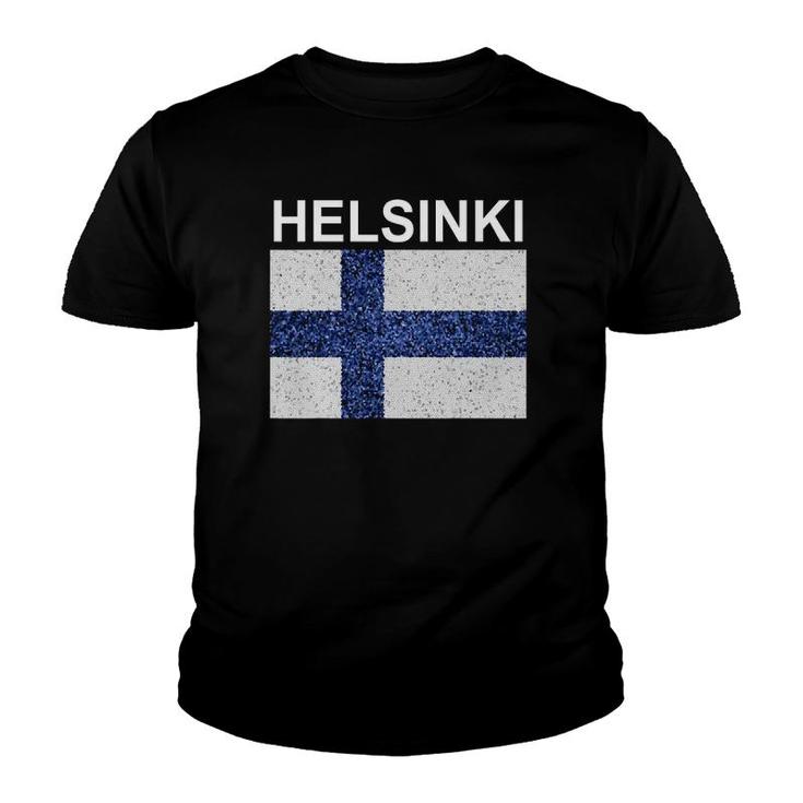 Helsinki Finland Flag Artistic Finnish Youth T-shirt