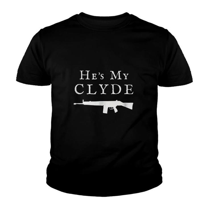 He's My Clyde Valentines Day 1920s Mafia Couples Youth T-shirt