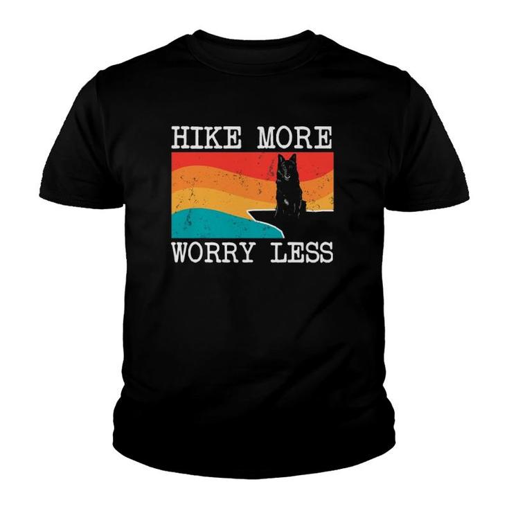 Hike More Worry Less Belgian Sheepdog Graphic Hiking Youth T-shirt