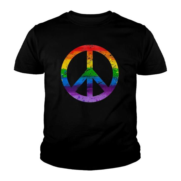 Hippie Peace Sign Lgbt Flag Rainbow Pride Gay Lesbian Flags Youth T-shirt