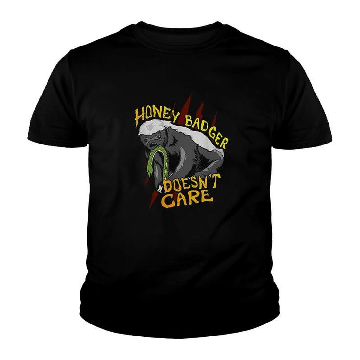 Honey Badger Doesnt Care Funny Animal Lover Youth T-shirt