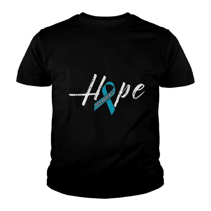 Hope Teal Ribbon Ptsd Awareness Outfit Gift Idea Youth T-shirt
