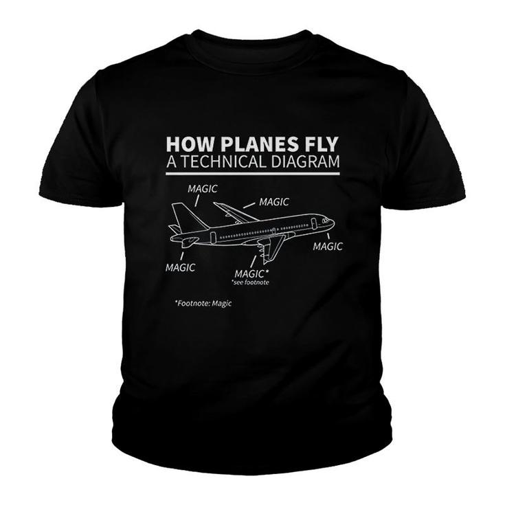 How Planes Fly Magic Funny Pilot Youth T-shirt