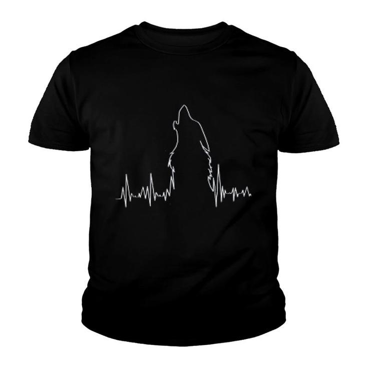 Howling Wolf Heartbeat  Spirit Animal Wolf Youth T-shirt