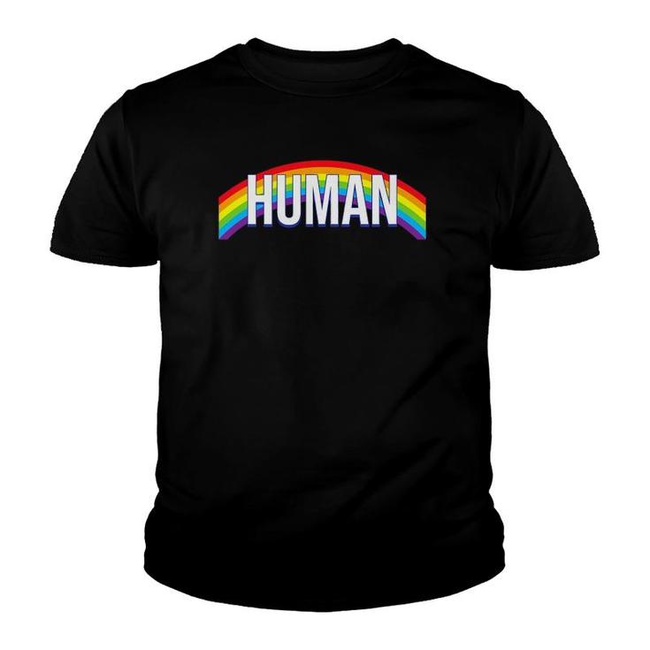 Human Lgbt Gay Pride Lgbtq Rainbow Flag Youth T-shirt Human Lgbt Gay Pride Lgbtq Rainbow Flag Youth T-shirt