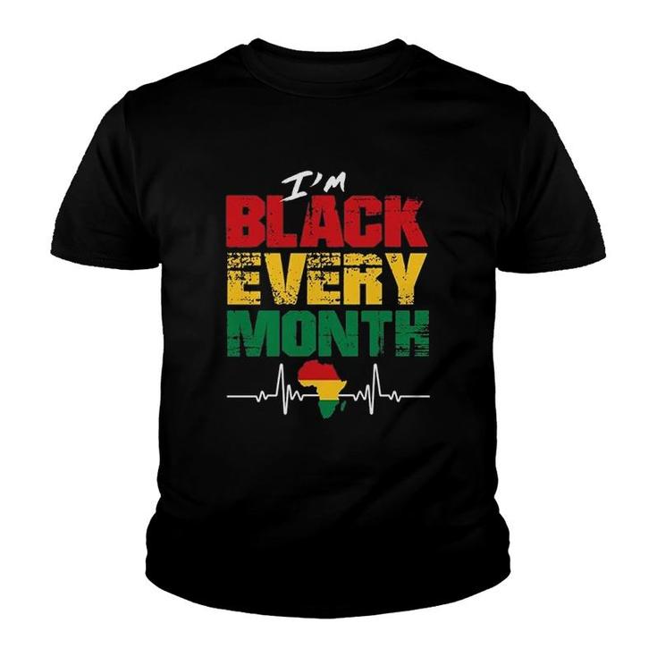I Am Black Every Month Africa Heartbeat Youth T-shirt
