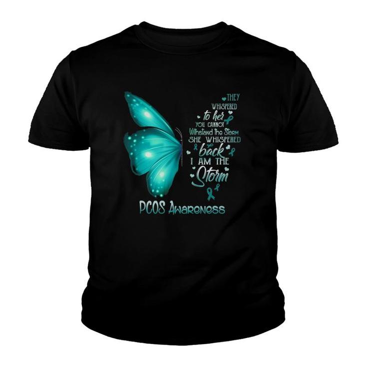 I Am The Storm Pcos Awareness Butterfly Youth T-shirt