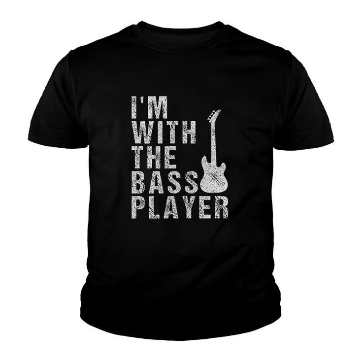 I Am With The Bass Player Funny Guitar Youth T-shirt