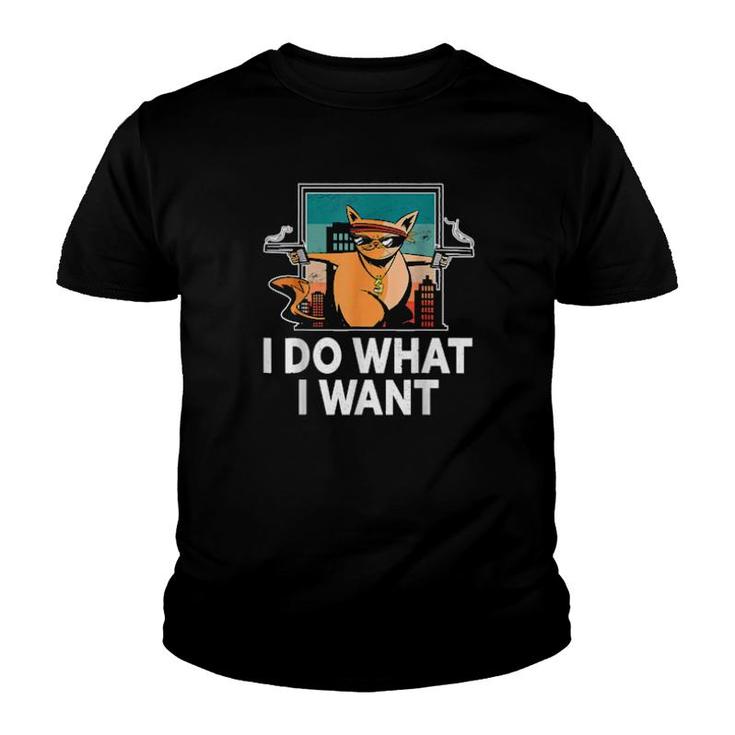 I Do What I Want Cat Long  Youth T-shirt