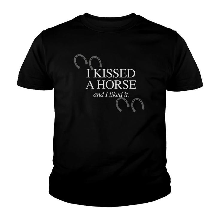 I Kissed A Horse And I Liked It Funny Horse Lover Youth T-shirt