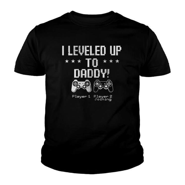 I Leveled Up To Daddy New Dad Gamer New Parent Gamer Father Zip Youth T-shirt