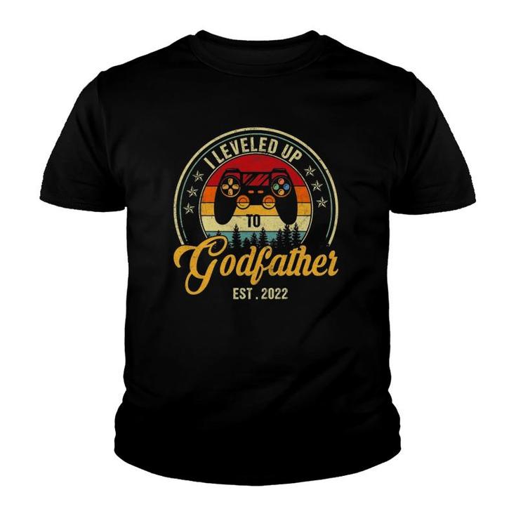 I Leveled Up To Godfather 2022 New Godfather Soon To Be Dad Youth T-shirt
