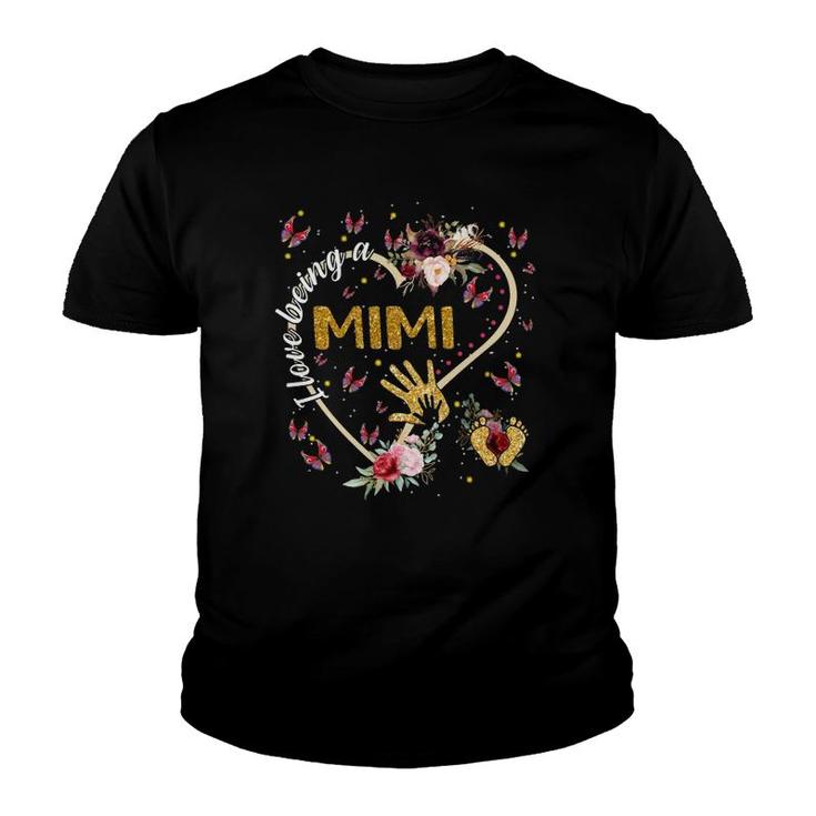 I Love Being A Mimi Heart Floral Mother's Day Mimi Gift Youth T-shirt