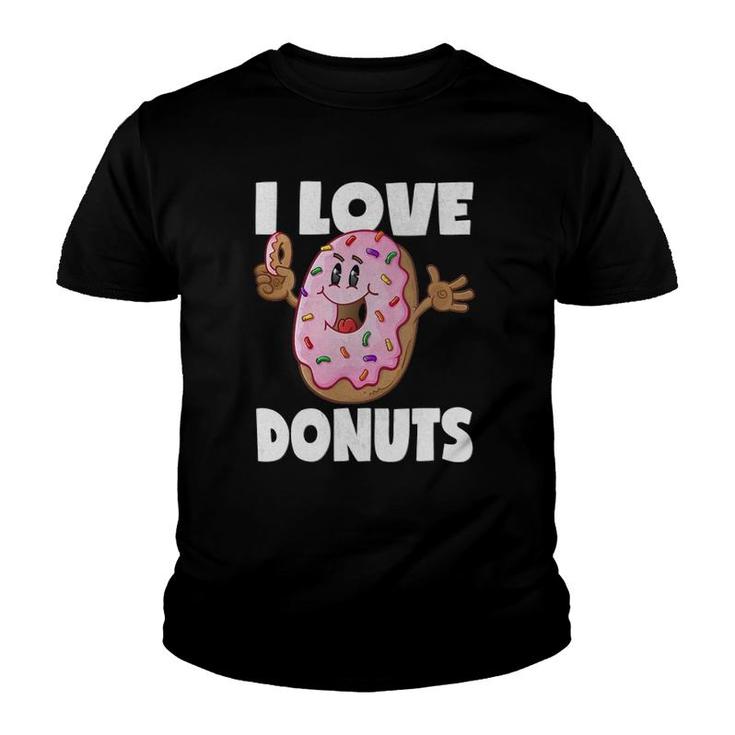 I Love Donuts Funny Vintage Baked Fried Donut Love Youth T-shirt