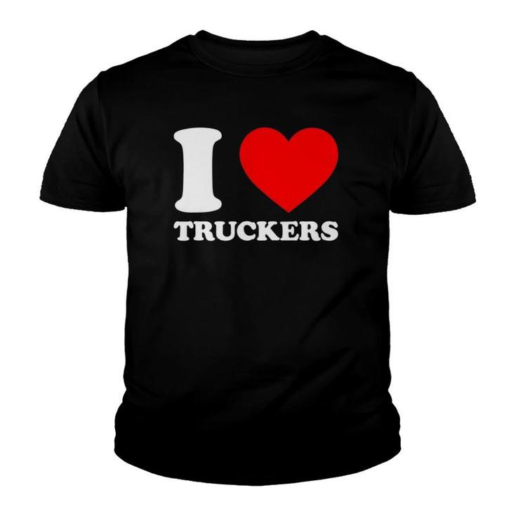 I Love Heart Truckers Canadian Truckers Support Freedom Convoy Youth T-shirt