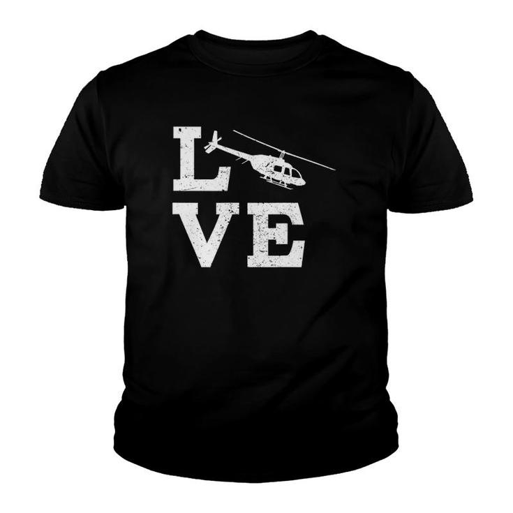 I Love Helicopters Funny Pilot Youth T-shirt