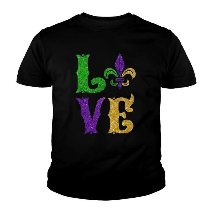I Love Mardi Gras Fleur De Lis Fat Tuesday Carnival Festival Youth T-shirt