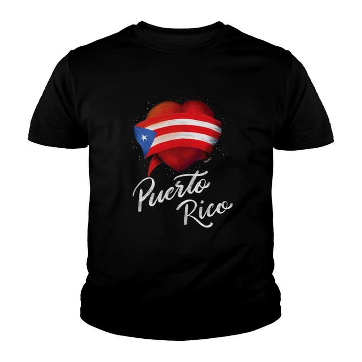 I Love Puerto Rico Flag For Women Youth T-shirt