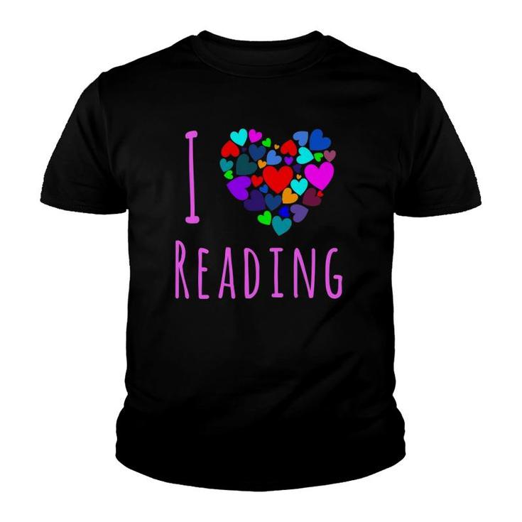I Love Reading - Heart Love Books  Reading Club Youth T-shirt