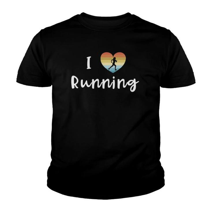 I Love Running I Heart Running Women Gifts Cute Retro Heart Youth T-shirt