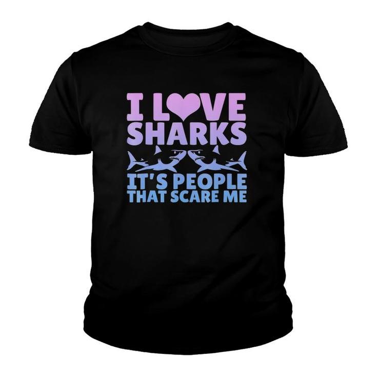 I Love Sharks It's People That Scare Me Graphic Youth T-shirt