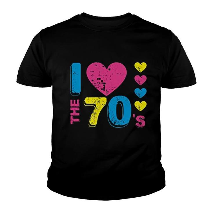 I Love The 70s Colorful Hearts Youth T-shirt