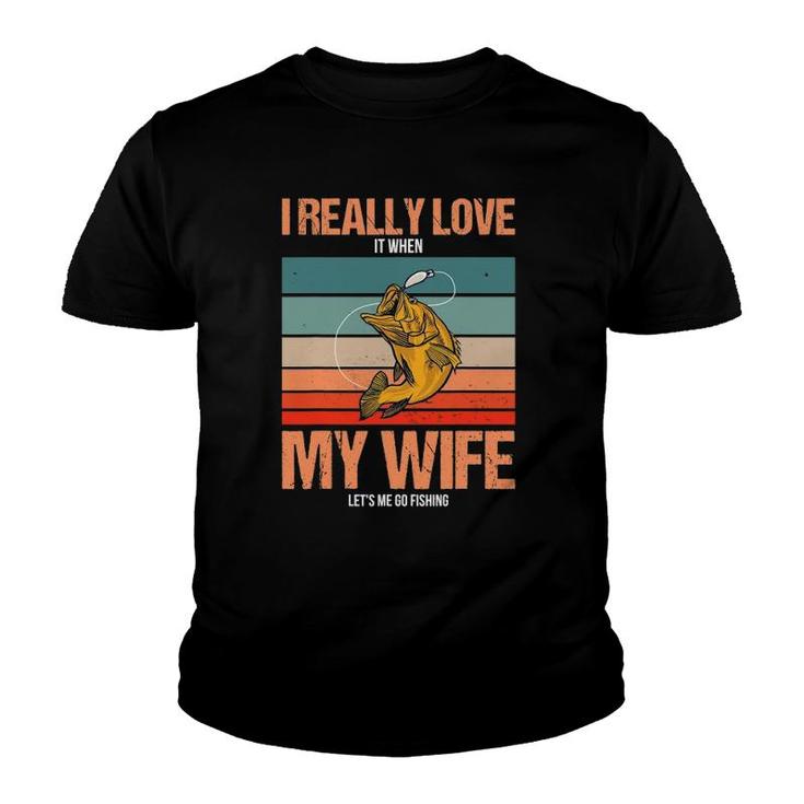 I Really Love My Wife Funny Fishing Youth T-shirt