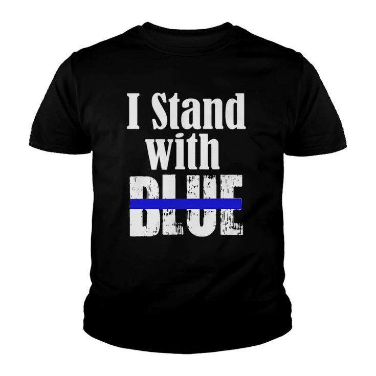 I Stand With Blue - Police Support Youth T-shirt