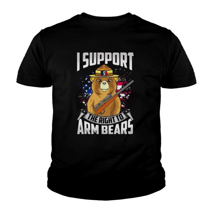 I Support The Right To Arm Bears Dad Joke Funny Pun Youth T-shirt