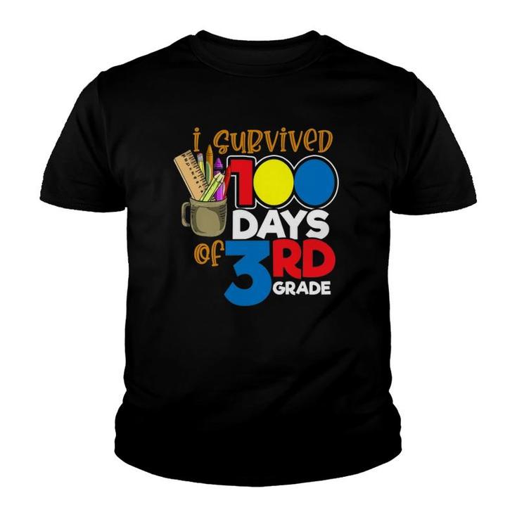 I Survived 100 Days Of 3Rd Grade Funny 100 Days Of School Youth T-shirt
