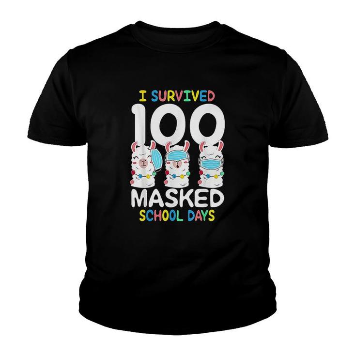 I Survived 100 School Days Llama Youth T-shirt