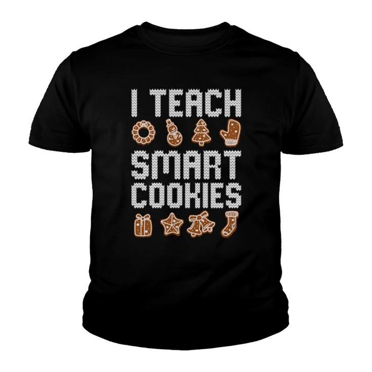 I Teach Smart Cookies Christmas Teacher Cute Xmas Pajama  Youth T-shirt