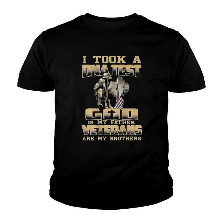 I Took A Dna Test God Is My Father Veterans On Back Youth T-shirt