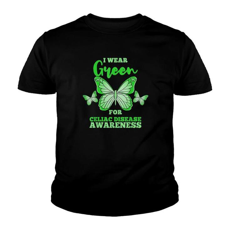 I Wear Green For Celiac Disease Awareness Gluten Free Tee  Youth T-shirt