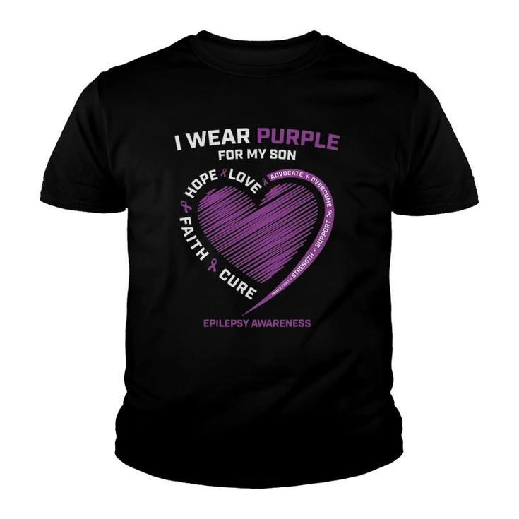 I Wear Purple For My Son Epilepsy Awareness Mom Dad Women Youth T-shirt