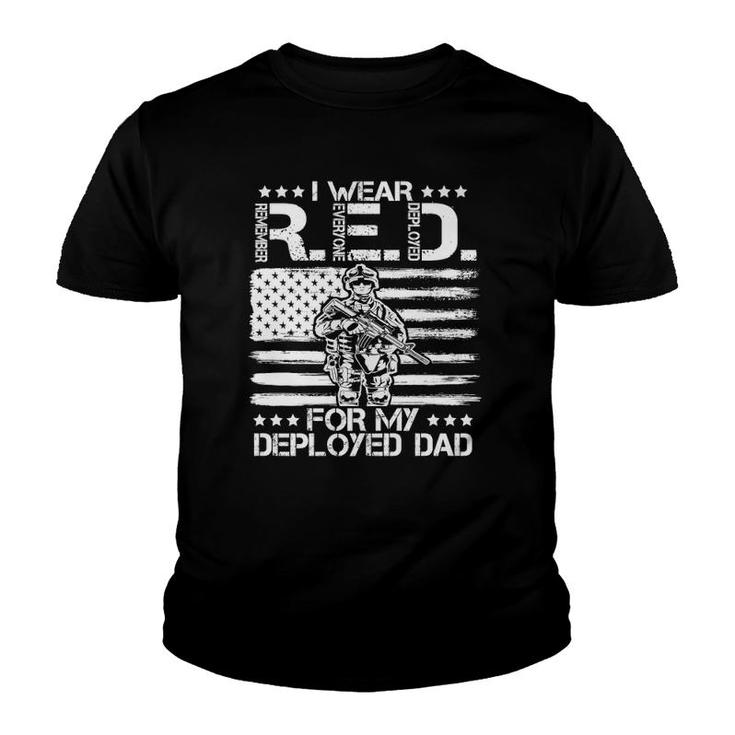 I Wear Red For My Dad Remember Everyone Deployed Usa Gift Premium Youth T-shirt