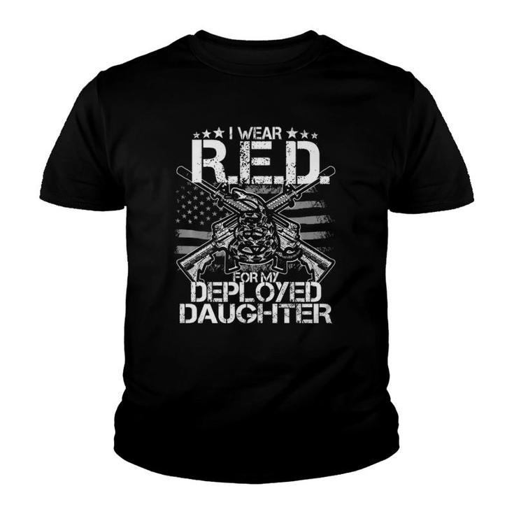 I Wear Red For My Daughter Remember Everyone Deployed Gift Premium Youth T-shirt