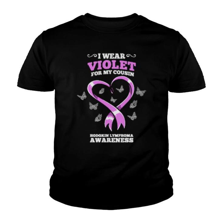 I Wear Violet For My Cousin Hodgkin Lymphoma Awareness  Youth T-shirt