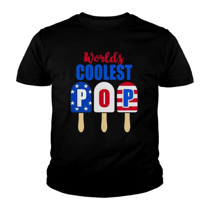 Ice Cream World's Coolest Pop American Flag Fathers Day Youth T-shirt