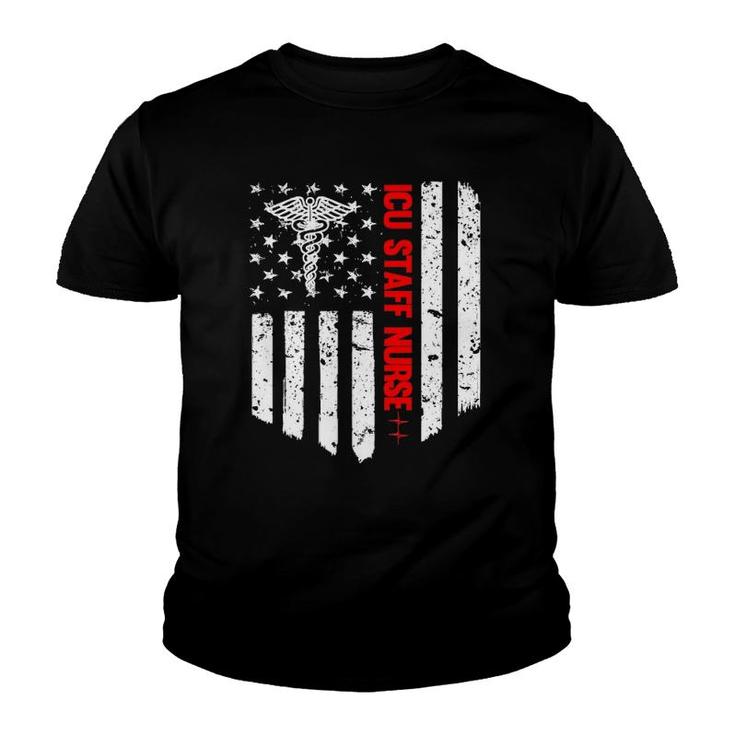 Icu Staff Nurse American Flag Rn Registered Nurse Gift Youth T-shirt